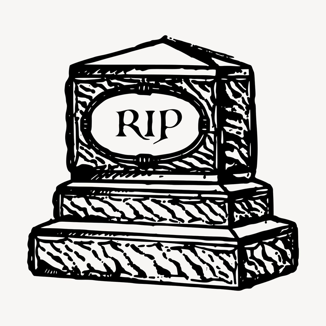 RIP tombstone clipart, vintage hand